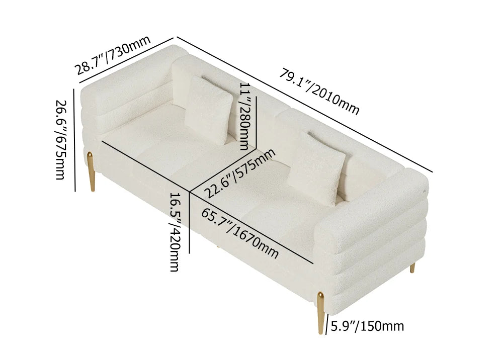 Fluted Sofa with Pillows