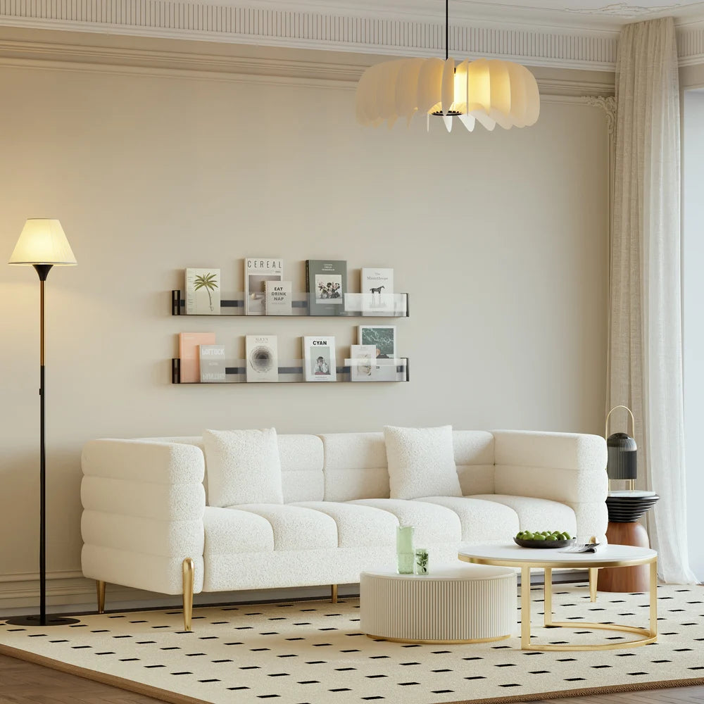 Fluted Sofa with Pillows