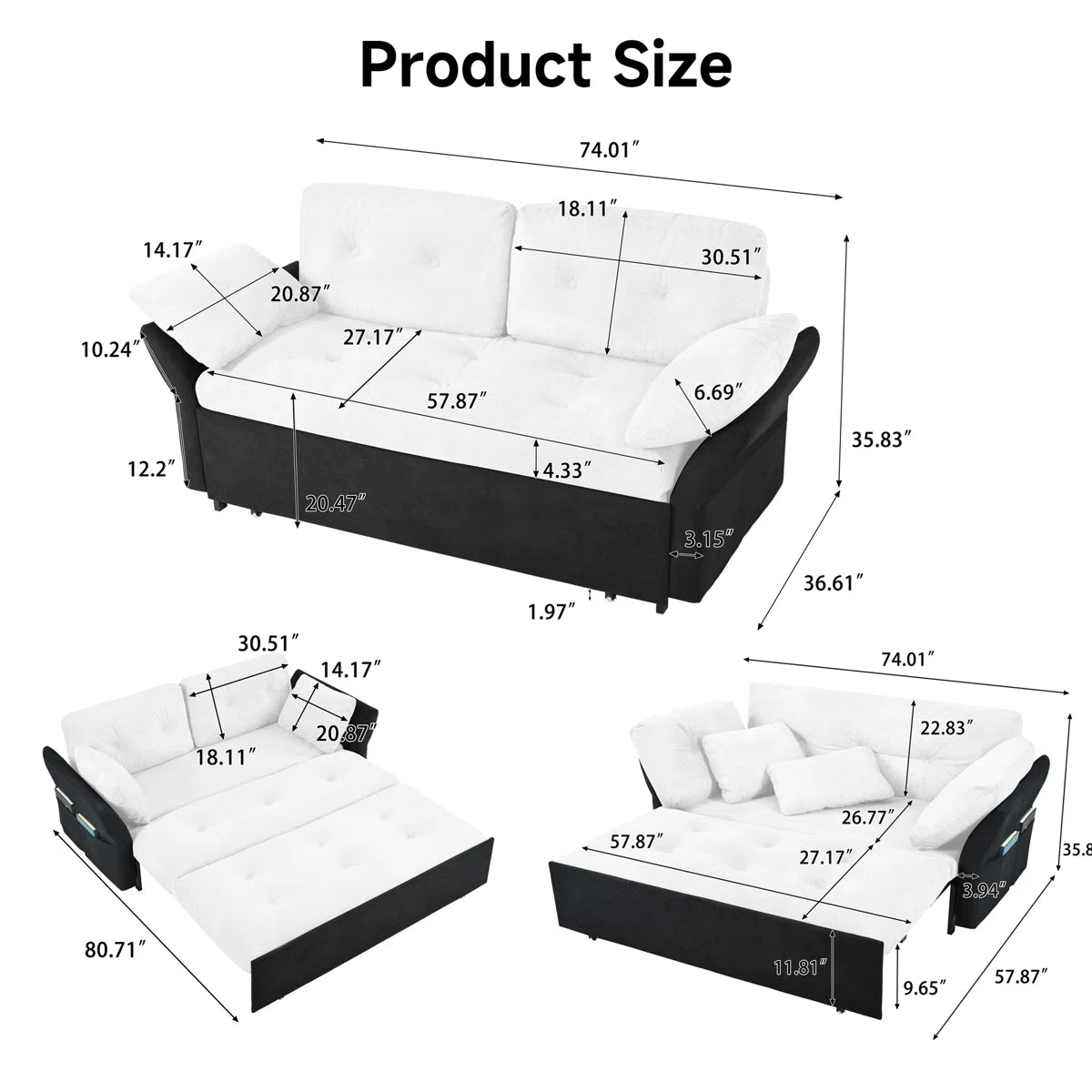 Flex Modern Sofa Cum Bed in Suede