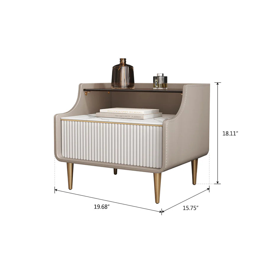 Modern Luxury Bed Side Table with Open Storage
