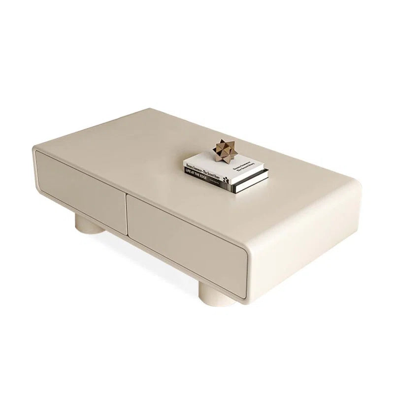 Beige Wood Rectangular Coffee Table