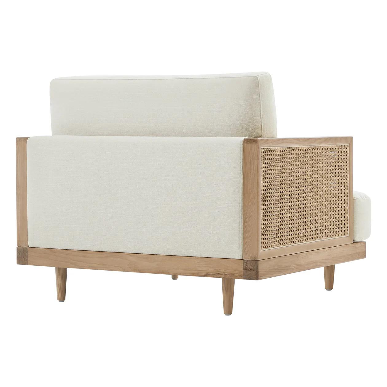 Ahela solid wood Cane Upholstered Sofa