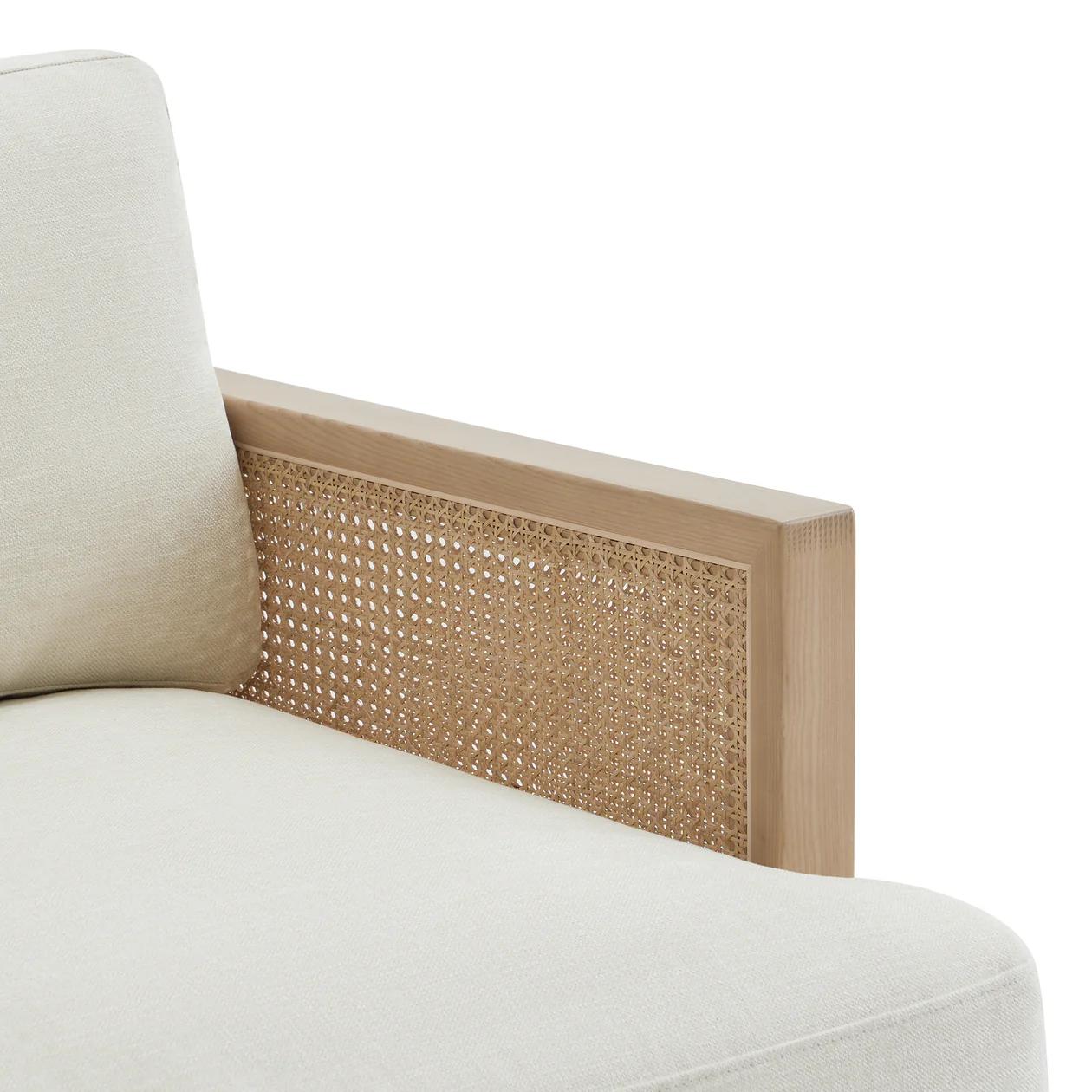 Ahela solid wood Cane Upholstered Sofa