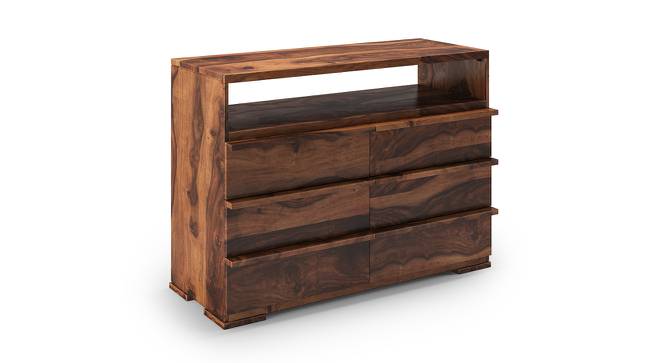 Solid Wood Chest of 6 Drawers With Open Top Walnut Finish