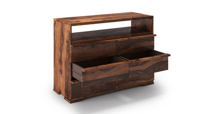 Solid Wood Chest of 6 Drawers With Open Top Walnut Finish