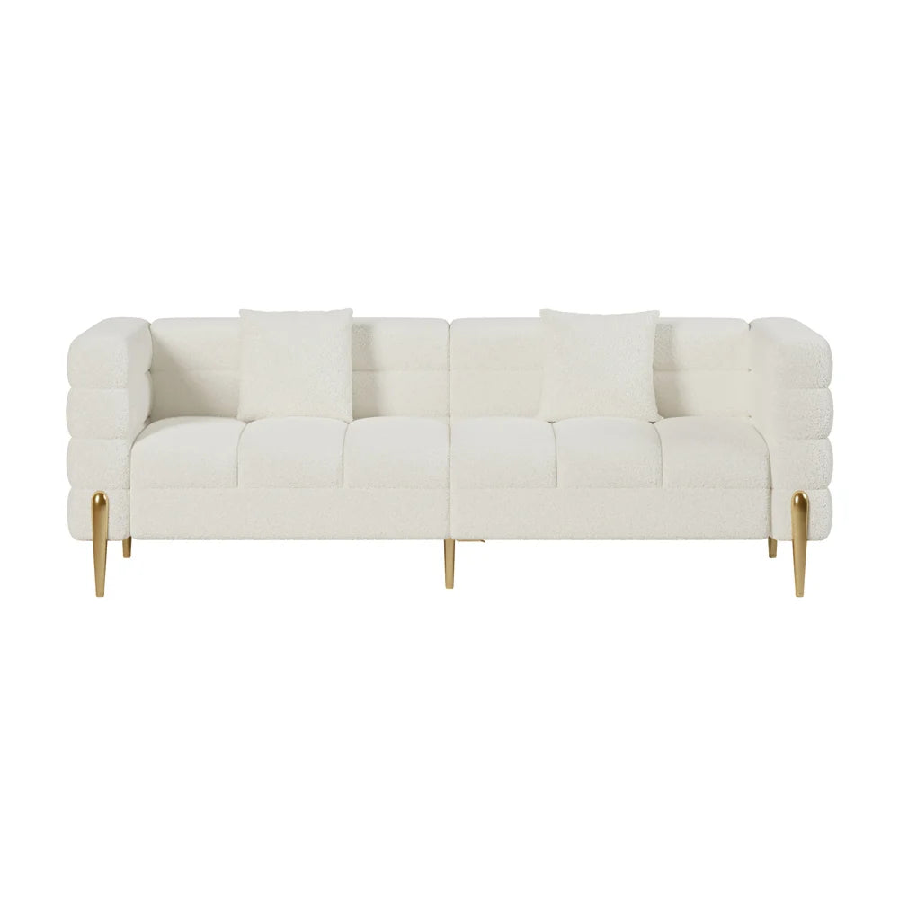 Boucle Fluted Sofa with Pillows