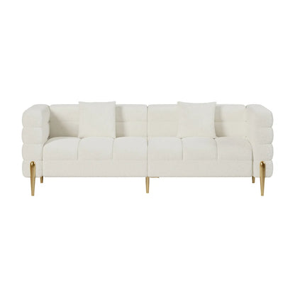 Boucle Fluted Sofa with Pillows