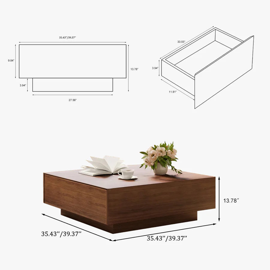 Modern Coffee Table, Minimalist Wood Veneer Coffee Table