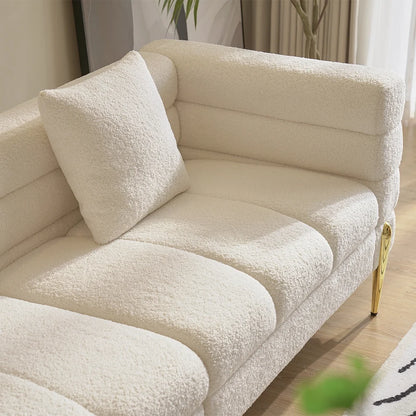 Boucle Fluted Sofa with Pillows