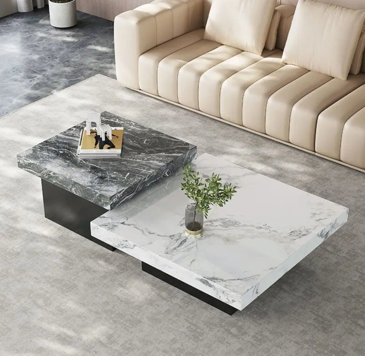 Marble Texture Square Luxury Coffee Table