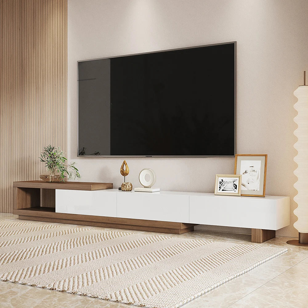 Brown and White Tv Stand in Laminated Finish - On Wood Products