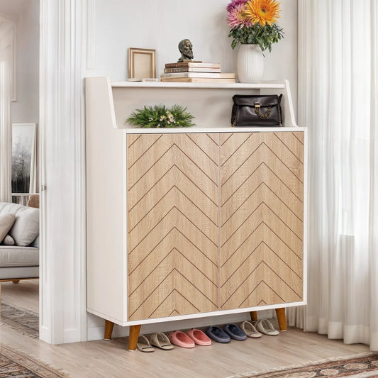 Mastro Shoe Rack in White and Brown