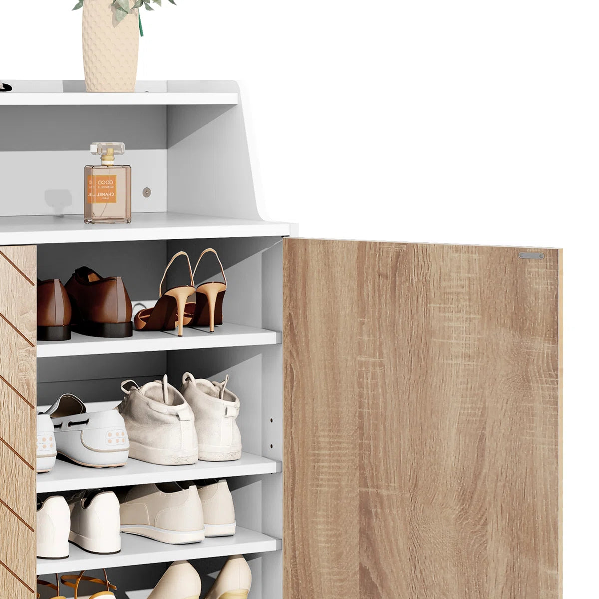 Mastro Shoe Rack in White and Brown