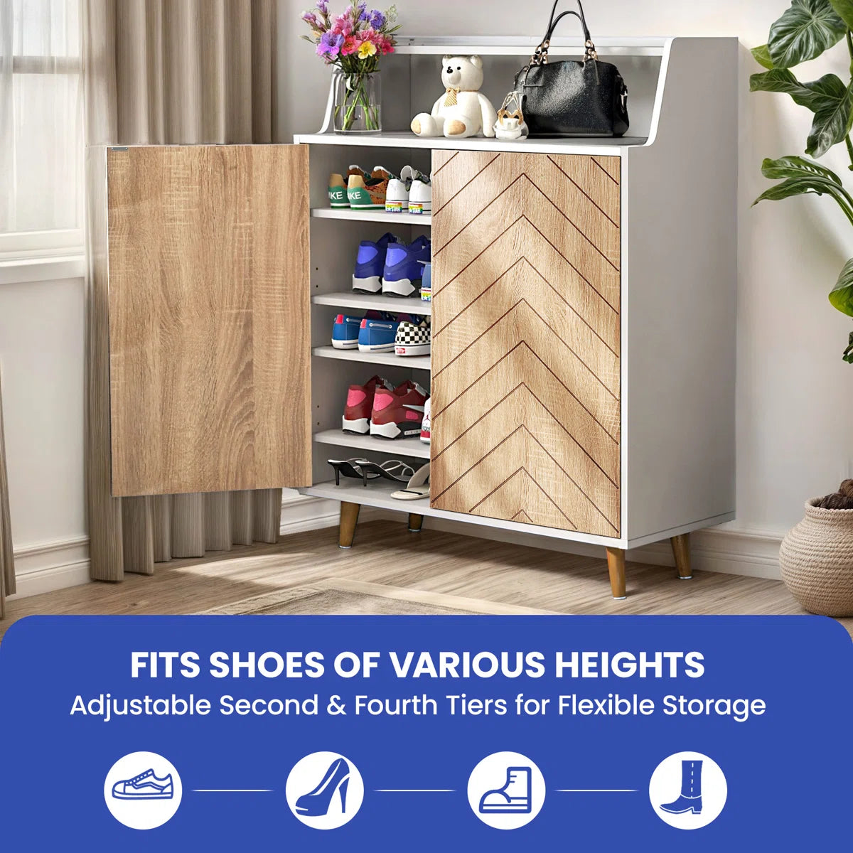 Mastro Shoe Rack in White and Brown
