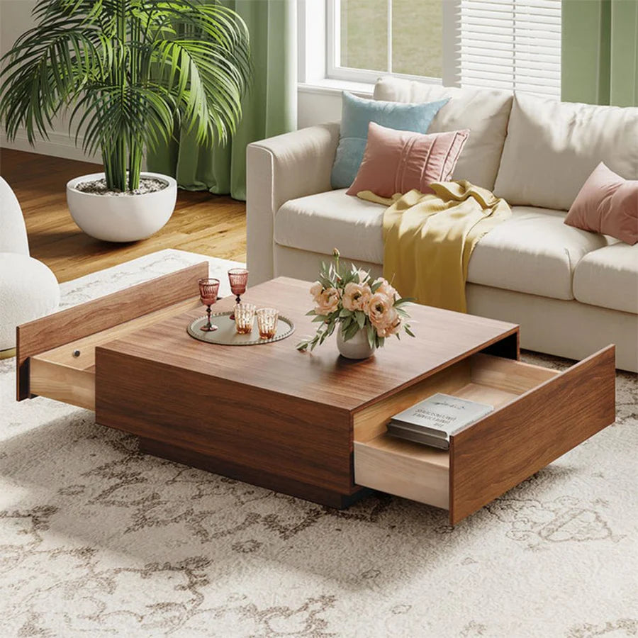 Modern Coffee Table, Minimalist Wood Veneer Coffee Table