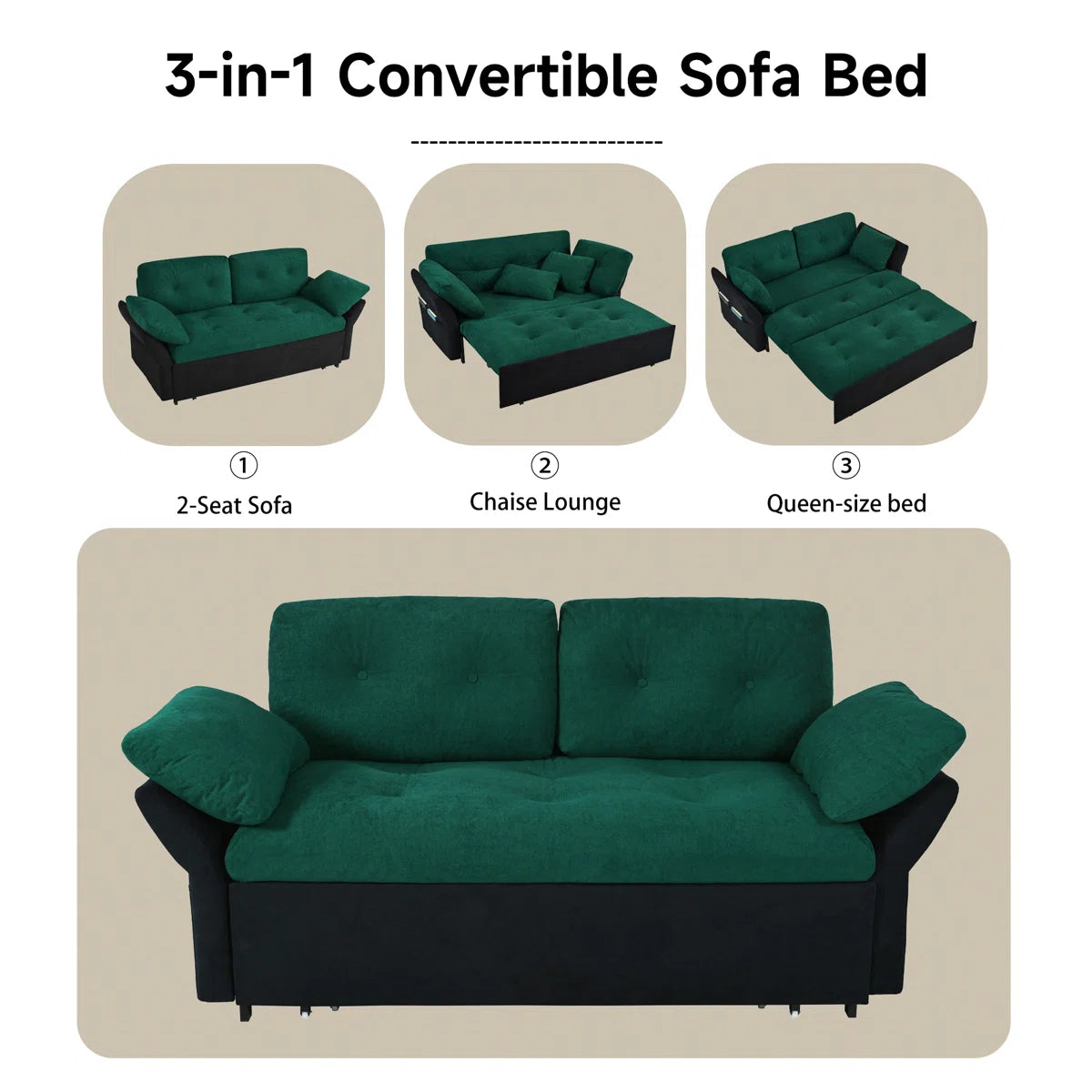 Flex Modern Sofa Cum Bed in Suede