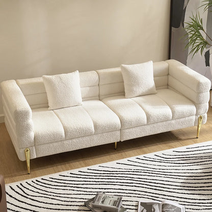 Boucle Fluted Sofa with Pillows