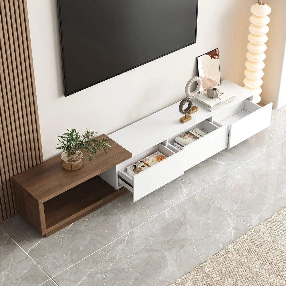 Brown and White Tv Stand in Laminated Finish - On Wood Products