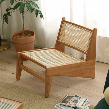 Walnut Rattan Accent Chair for Living Room