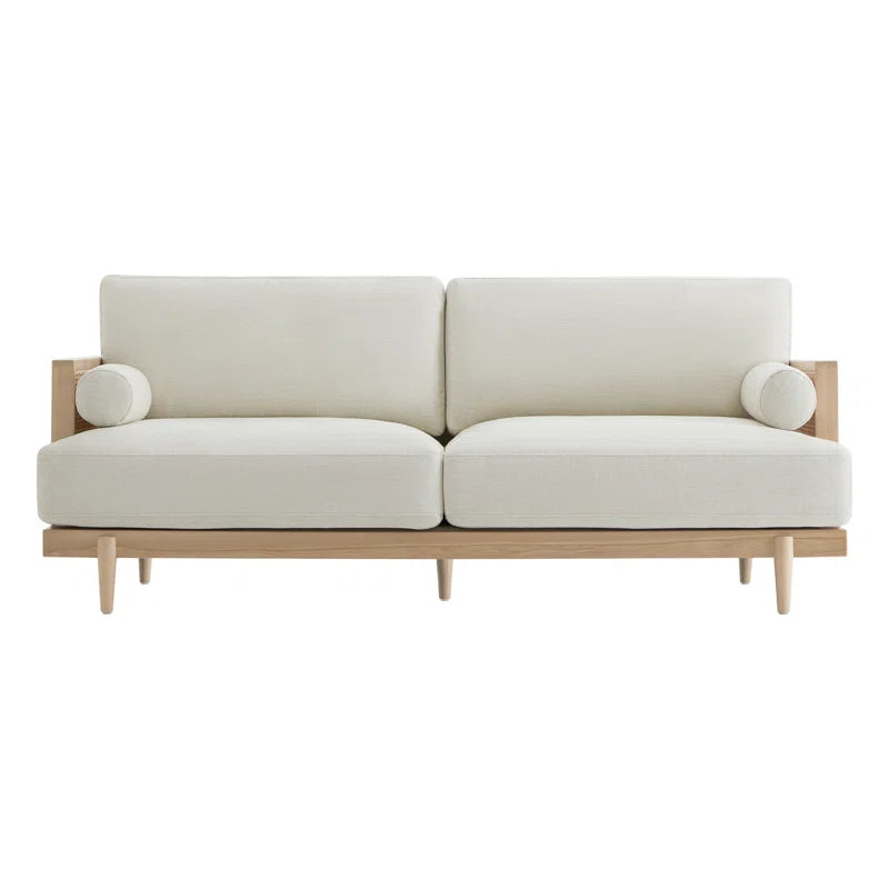 Ahela solid wood Cane Upholstered Sofa