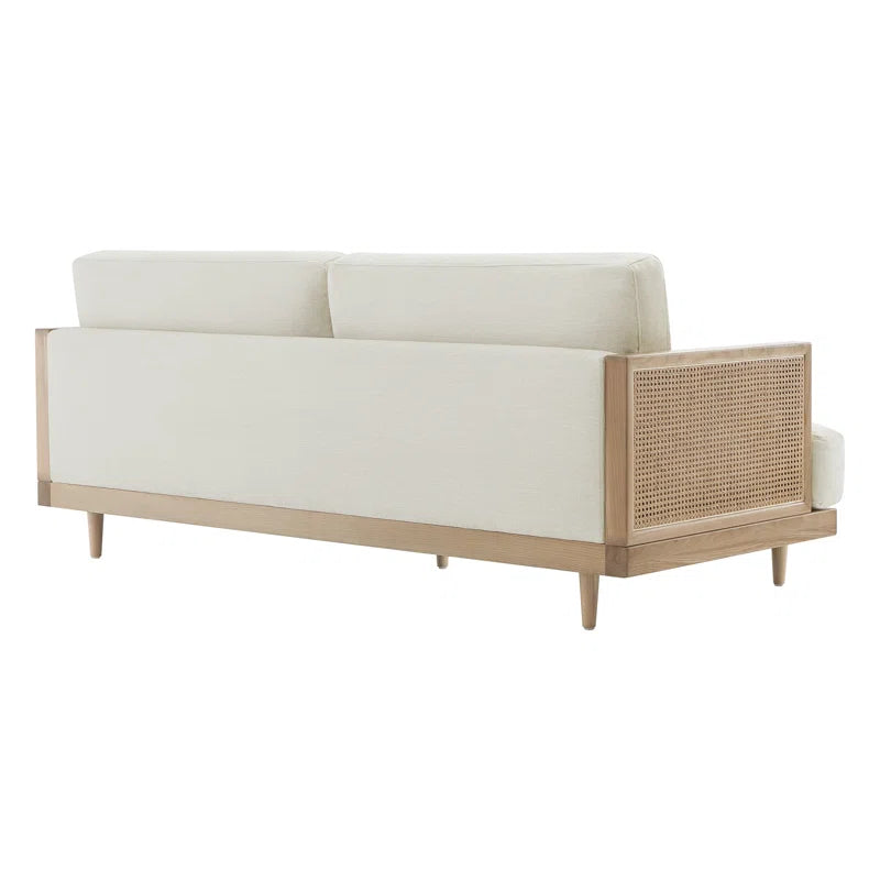 Ahela solid wood Cane Upholstered Sofa