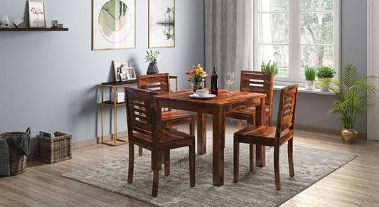 Vintage Solid Wood 4 Seater Storage Dining Set
