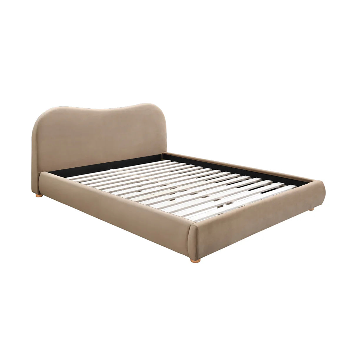 Cloud Boucle and Velvet upholstered bed - On Wood Products