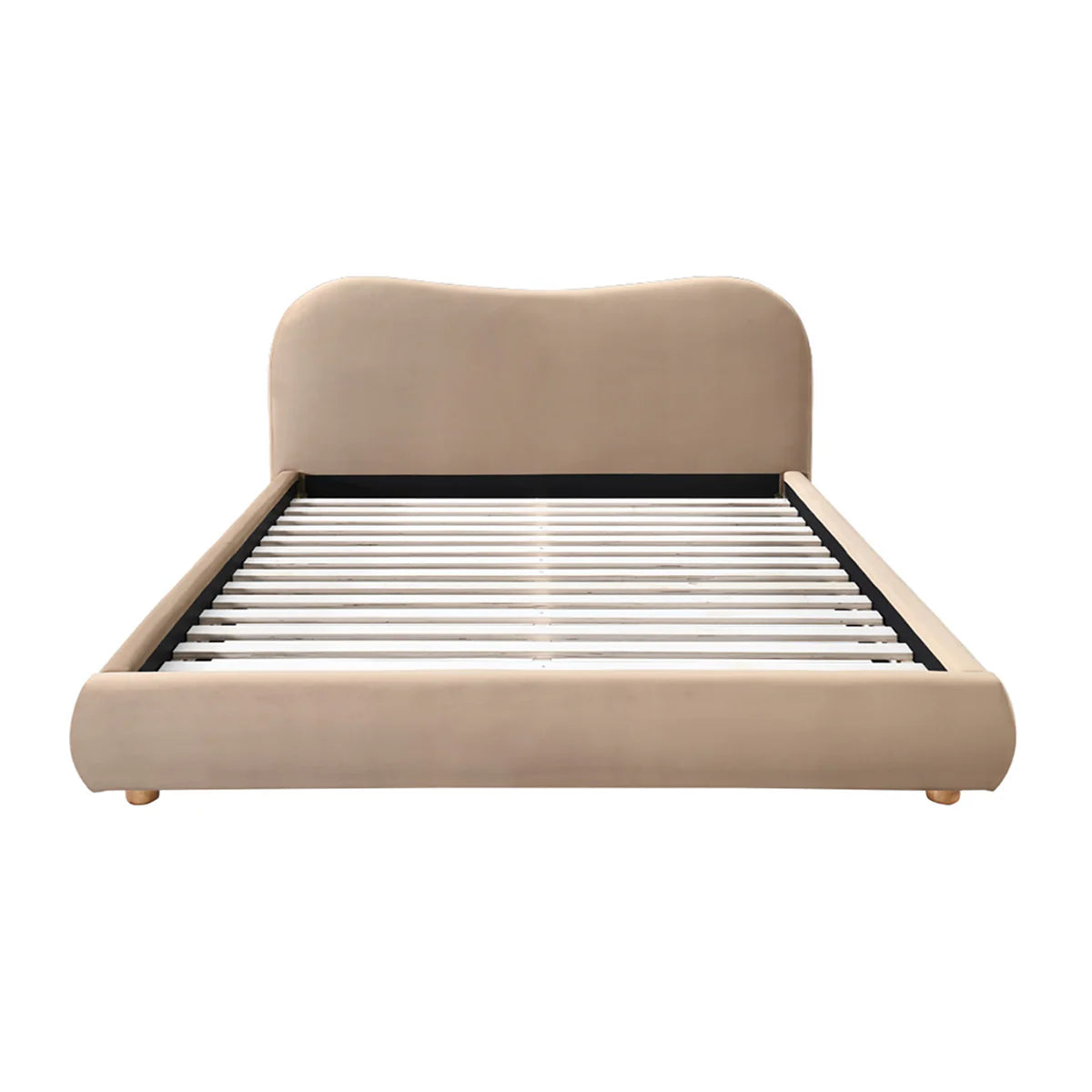 Cloud Boucle and Velvet upholstered bed - On Wood Products