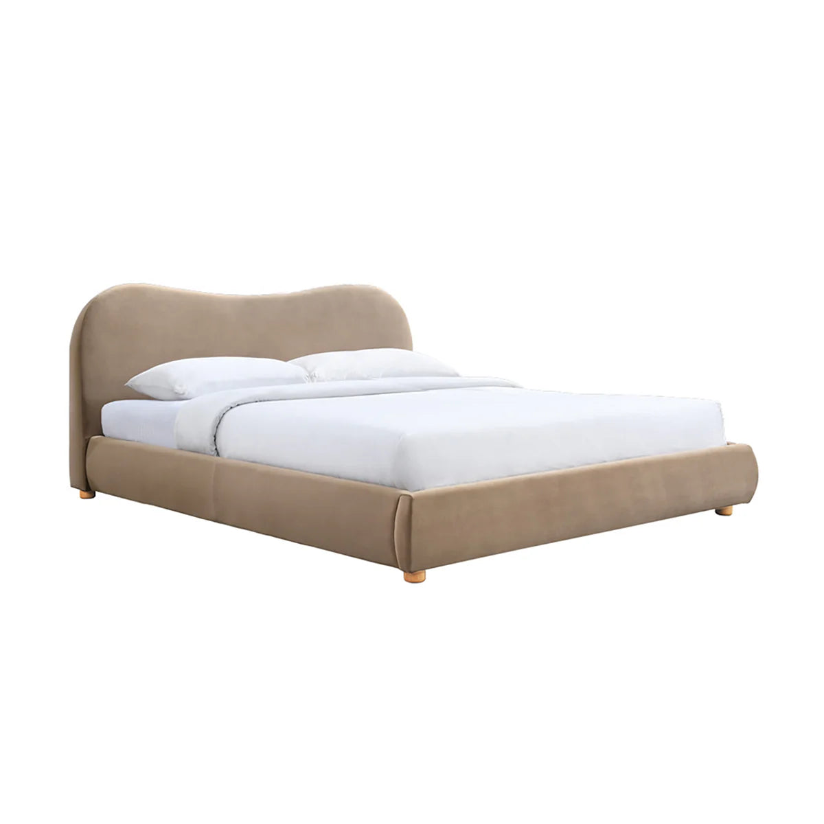 Cloud Boucle and Velvet upholstered bed - On Wood Products