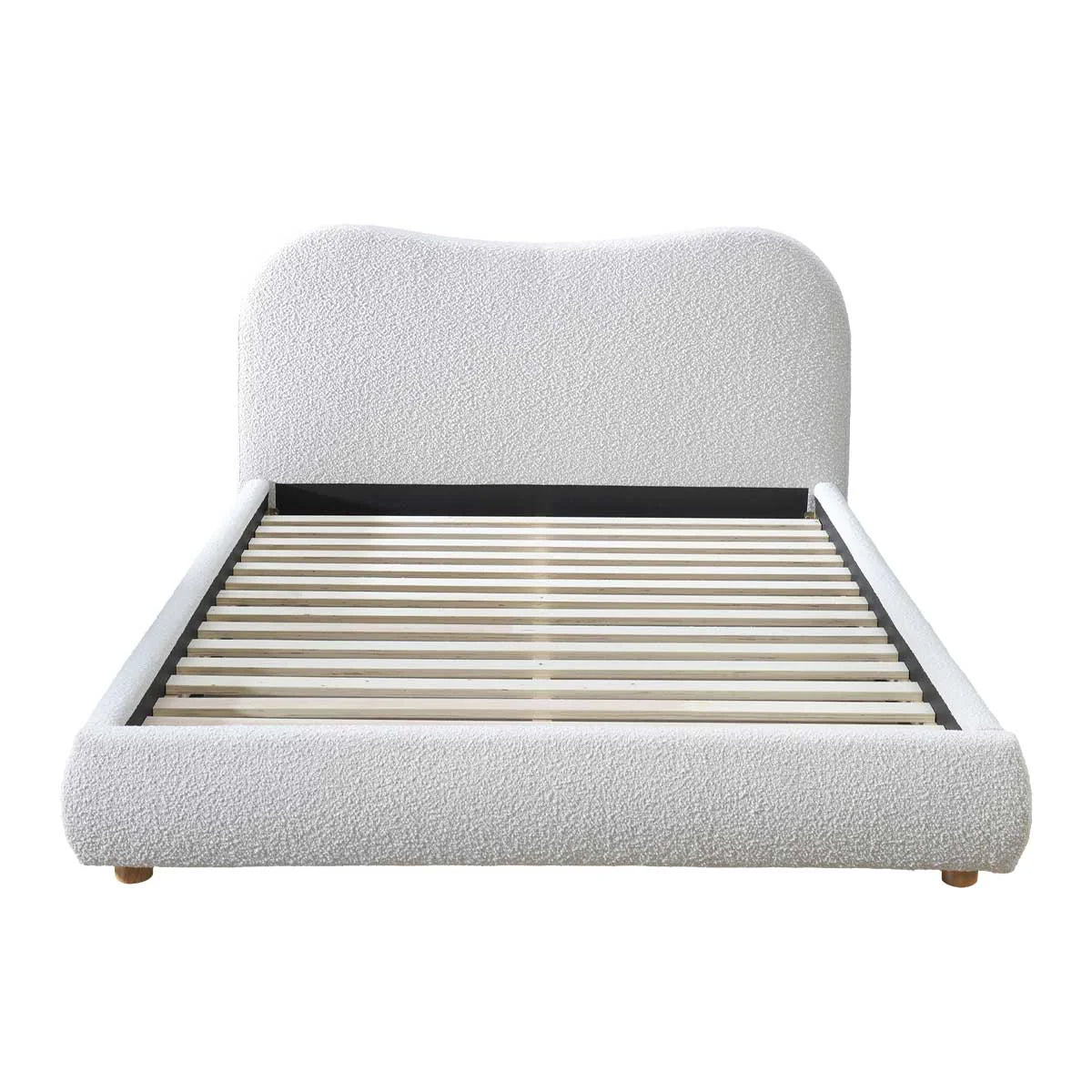 Cloud Boucle and Velvet upholstered bed - On Wood Products