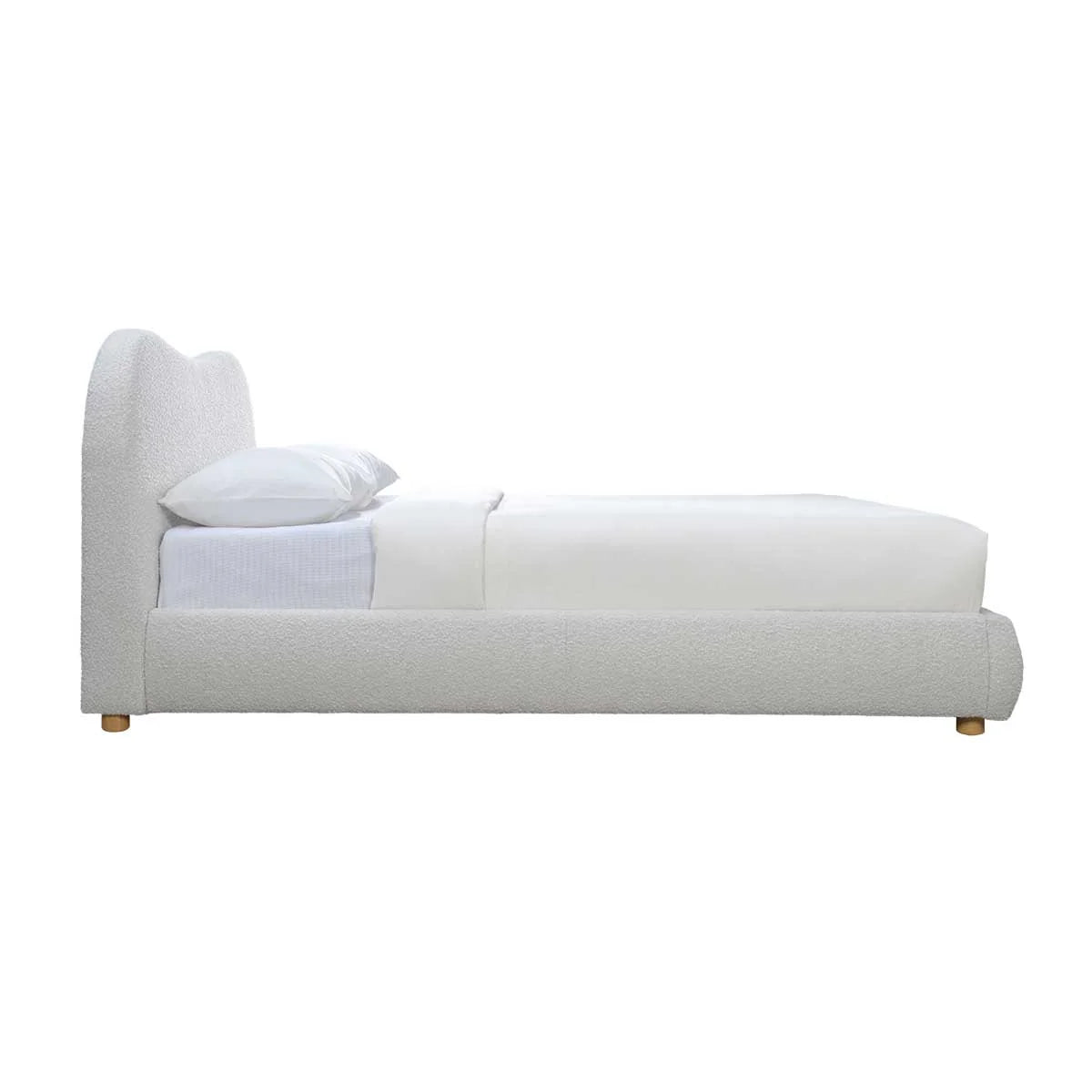 Cloud Boucle and Velvet upholstered bed - On Wood Products