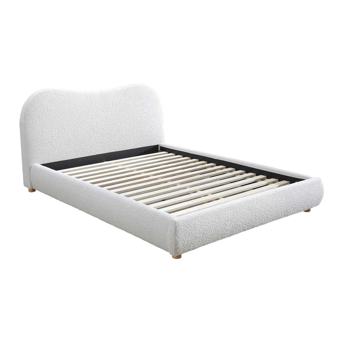 Cloud Boucle and Velvet upholstered bed - On Wood Products