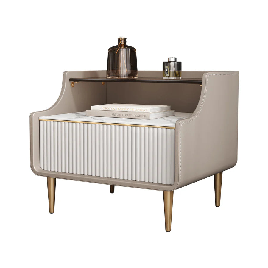 Modern Luxury Bed Side Table  with Open Storage