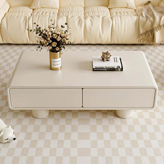 Beige Wood Rectangular Coffee Table