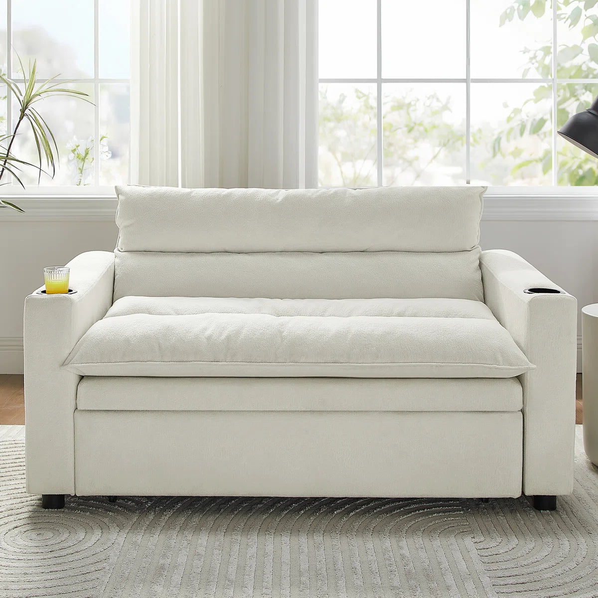 Convertible Sofa Cum Bed in Suede