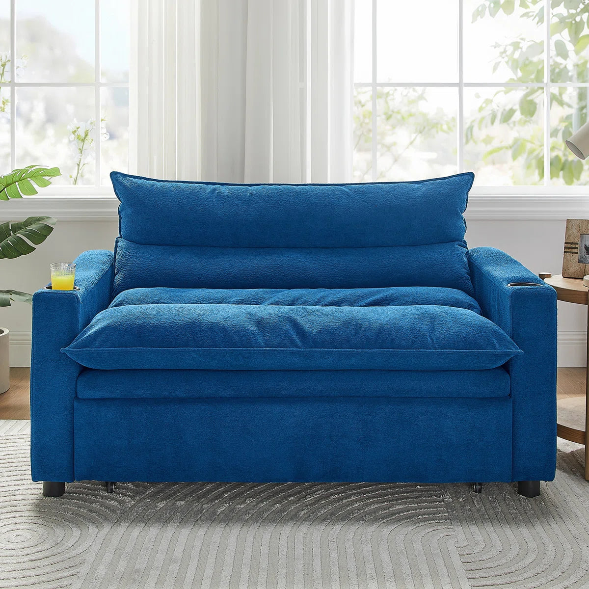 Convertible Sofa Cum Bed in Suede