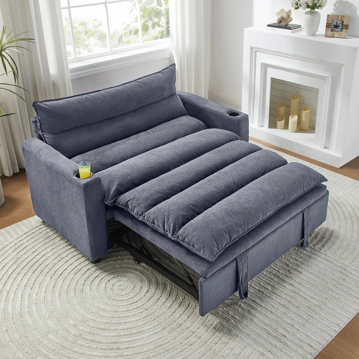 Convertible Sofa Cum Bed in Suede