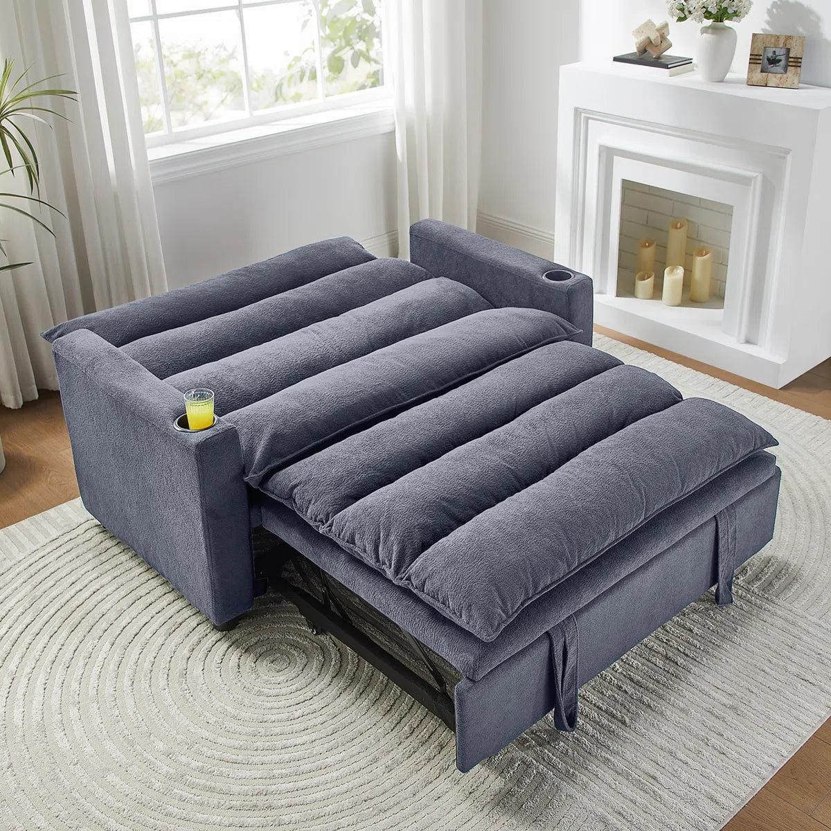 Convertible Sofa Cum Bed in Suede