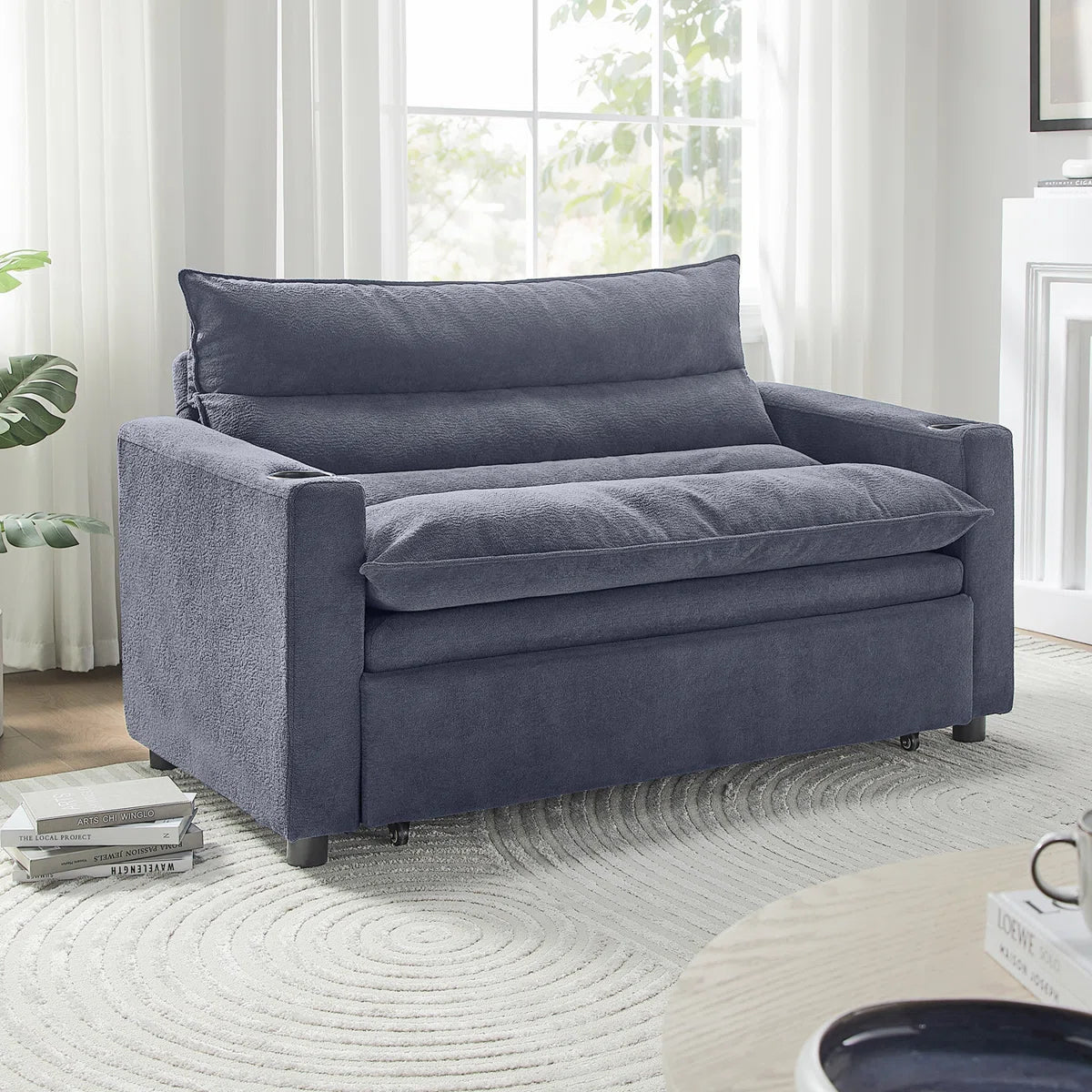 Convertible Sofa Cum Bed in Suede