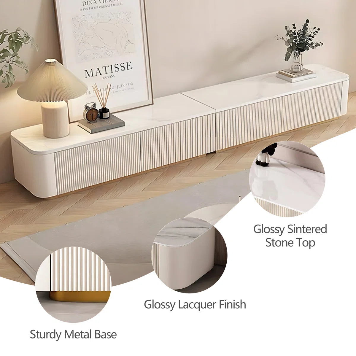 Galaxy Pro PU Polish TV Unit in White