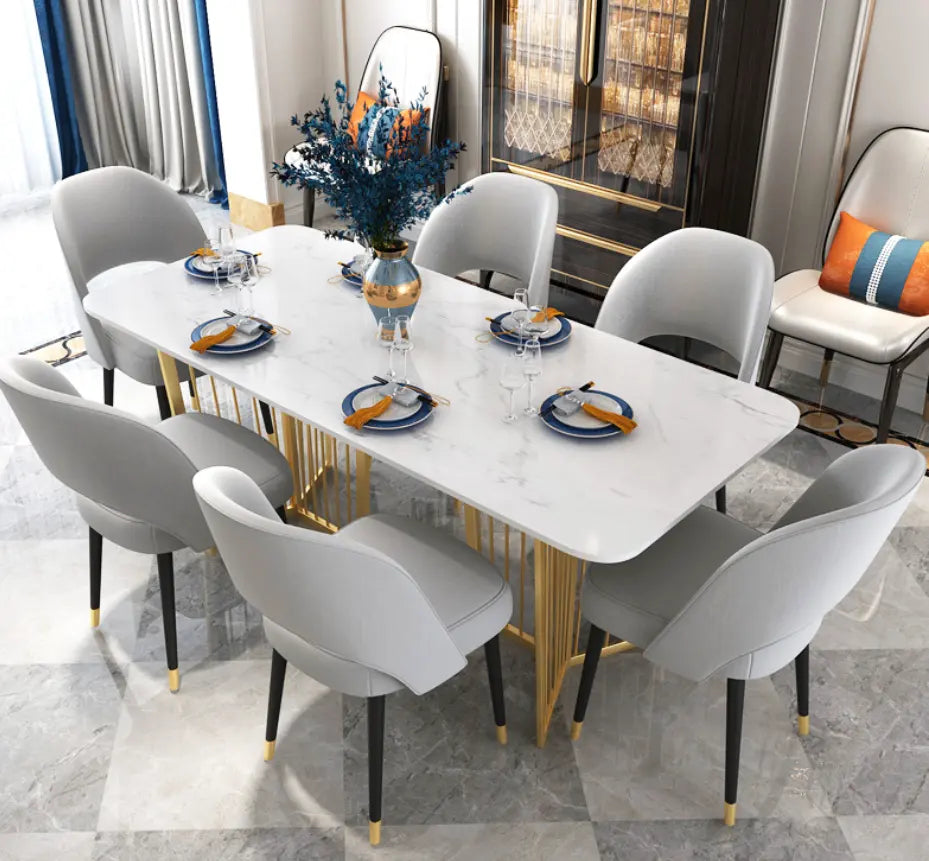 Luxury Marble Dining Table Marble Top Dining Table Set Simple Gold Legs Cafe Marble Dining Table Set 6 Seater - On Wood Products