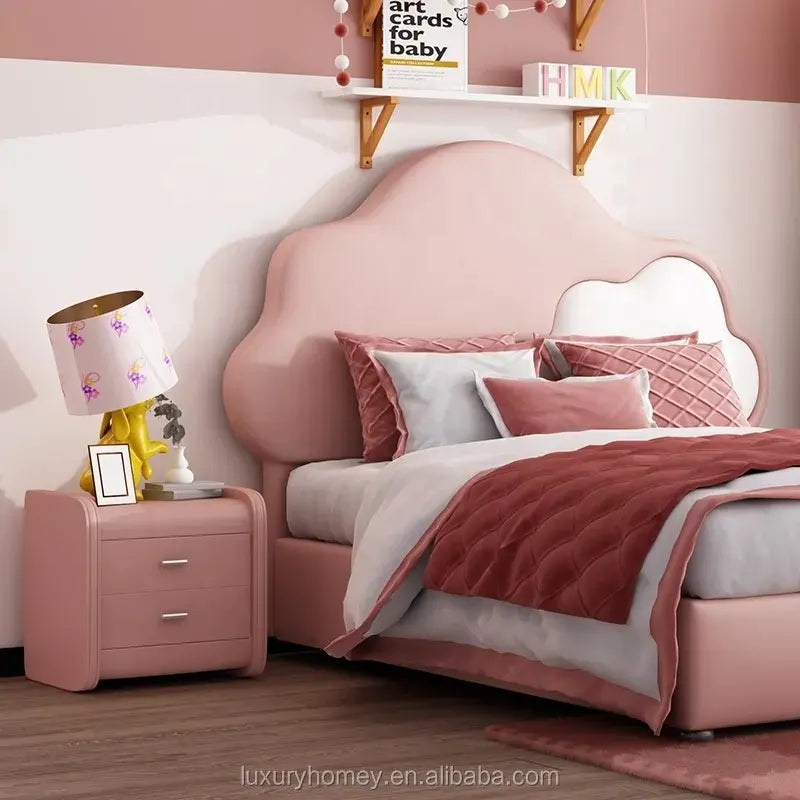 Pink Cloudy Wooden kids bed - On Wood Products