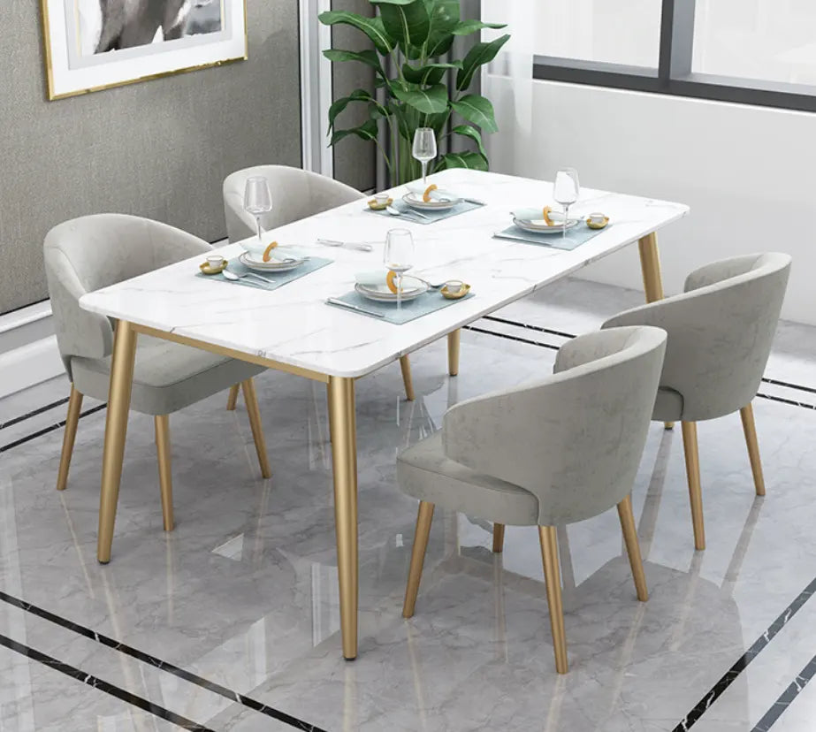 Nordic Metal With Marble Dining Set Six Seater And Four Seater - On Wood Products