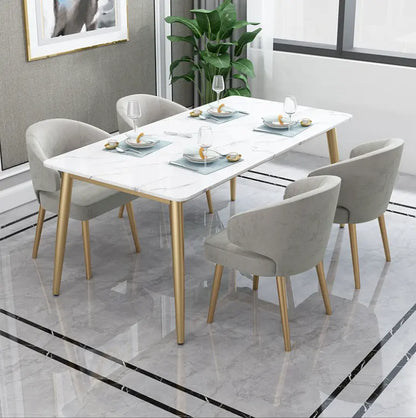 Nordic Metal With Marble Dining Set Six Seater And Four Seater - On Wood Products