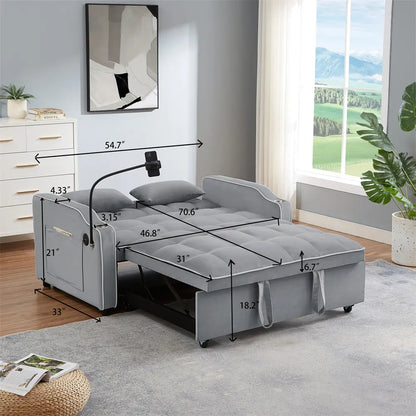 Gray Convertible Sofa Cum Bed - On Wood Products