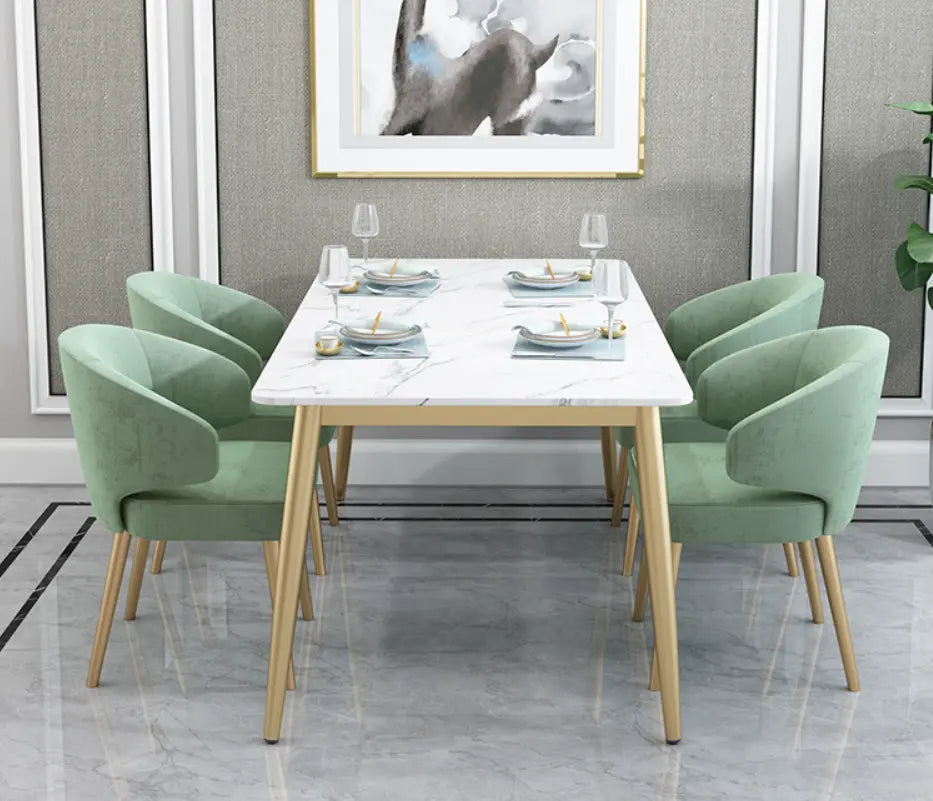 Nordic Metal With Marble Dining Set Six Seater And Four Seater - On Wood Products