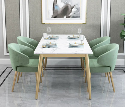 Nordic Metal With Marble Dining Set Six Seater And Four Seater - On Wood Products