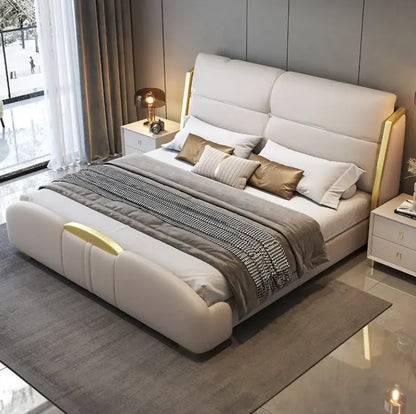 Ruby Luxury Upholstery Bed in Metal Frame - On Wood Products