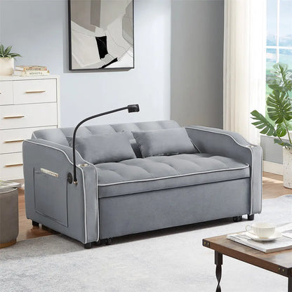 Gray Convertible Sofa Cum Bed - On Wood Products