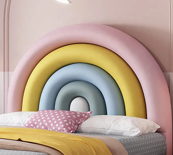 Kids Rainbow Bed in Suede - On Wood Products